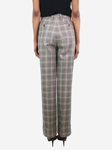 Gucci Grey and beige checkered trousers - size UK 6