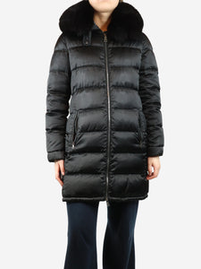 Prada Black longline puffer jacket - size UK 12