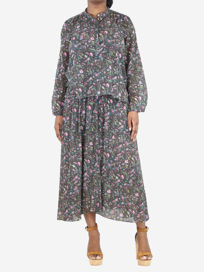 Multicolour floral printed cotton blouse and midi skirt set - size UK 14 Sets Isabel Marant Etoile 