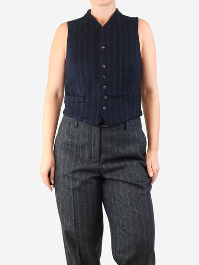 Navy blue wool pinstripe waistcoat - size UK 12 Tops Zanini 
