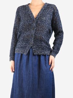 Navy blue and grey cashmere loose-knit cardigan - size UK 10 Knitwear Brunello Cucinelli 