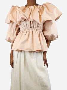 Simone Rocha Pastel pink off-shoulder balloon top - size UK 6