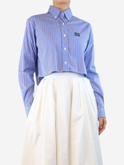 Blue striped poplin shirt - size UK 4 Tops Miu Miu 