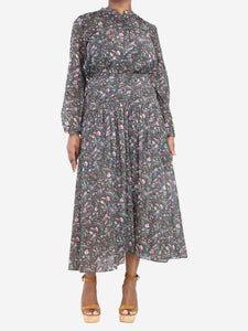 Isabel Marant Etoile Multicolour floral printed cotton blouse and midi skirt set - size UK 14