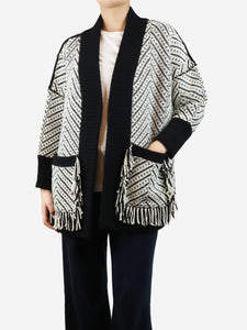 Burberry Black and white heavy weight knit cardigan - size S