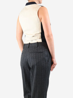 Navy blue wool pinstripe waistcoat - size UK 12 Tops Zanini 