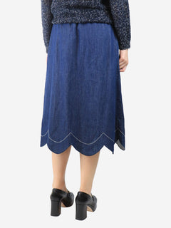 Blue denim scallop midi skirt - size UK 10 Skirts Wyse 