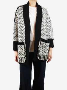 Burberry Black and white heavy weight knit cardigan - size S