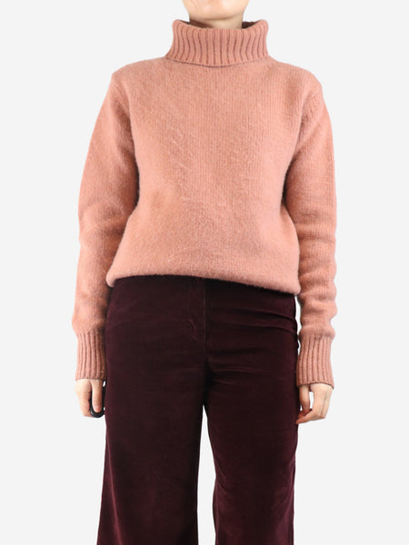 Pink cashmere knit turtleneck jumper - size S product image