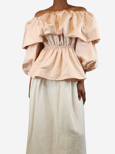 Simone Rocha Pastel pink off-shoulder balloon top - size UK 6