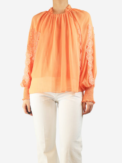 Orange chiffon blouse with slip - size UK 10 Tops See By Chloe 