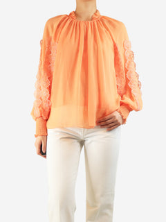 Orange chiffon blouse with slip - size UK 10 Tops See By Chloe 