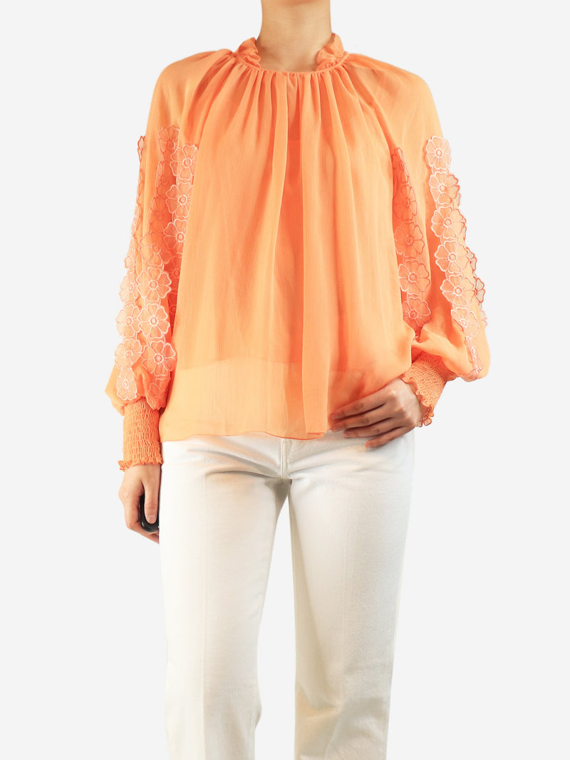 Orange chiffon blouse with slip - size UK 10 Tops See By Chloe 