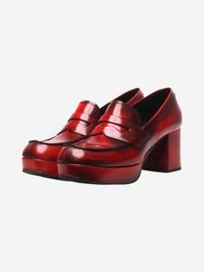 Prada Red brushed leather high-heel loafers - size EU 40