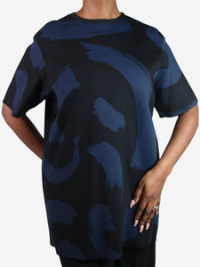 Celine Black short-sleeved pattern top - size XS