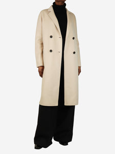 Claudie Pierlot Neutral double-breasted wool-blend coat - size UK 6