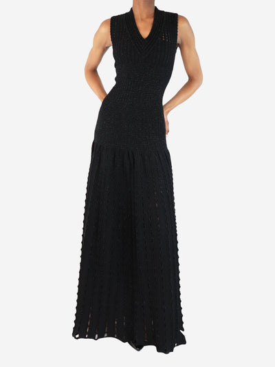 Black sleeveless v neck maxi dress - size UK 8 Dresses Alaia 