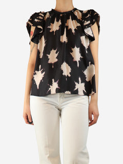 Black silk printed top - size UK 10 Tops Ulla Johnson 