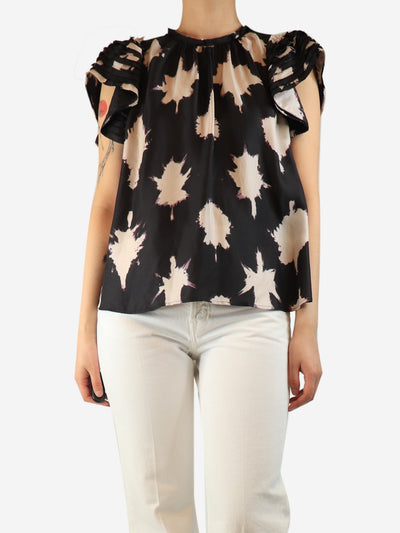 Black silk printed top - size UK 10 Tops Ulla Johnson 