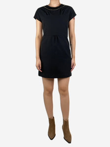 Bimba y Lola Black crewneck contrast stiching mini dress - size S