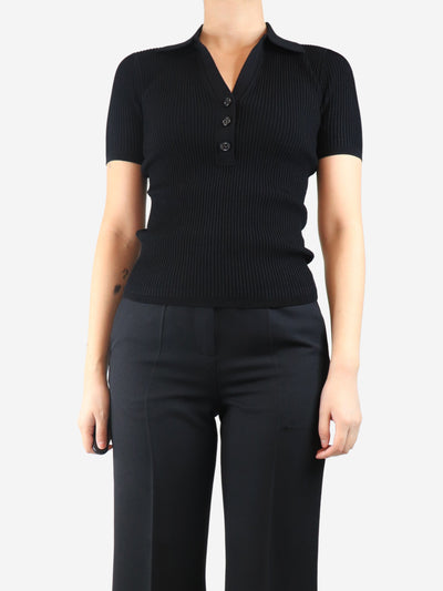 Black ribbed polo top - size UK 8 Tops Chanel 