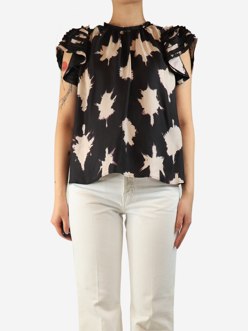 Black silk printed top - size UK 10 Tops Ulla Johnson 