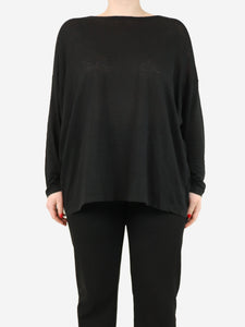 Eskandar Black scoop-neck long sleeve top - size One Size
