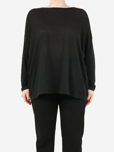 Black scoop-neck long sleeve top - size One Size Tops Eskandar 