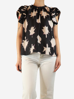 Black silk printed top - size UK 10 Tops Ulla Johnson 