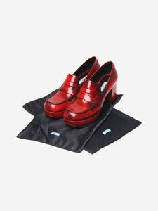 Prada Red brushed leather high-heel loafers - size EU 40