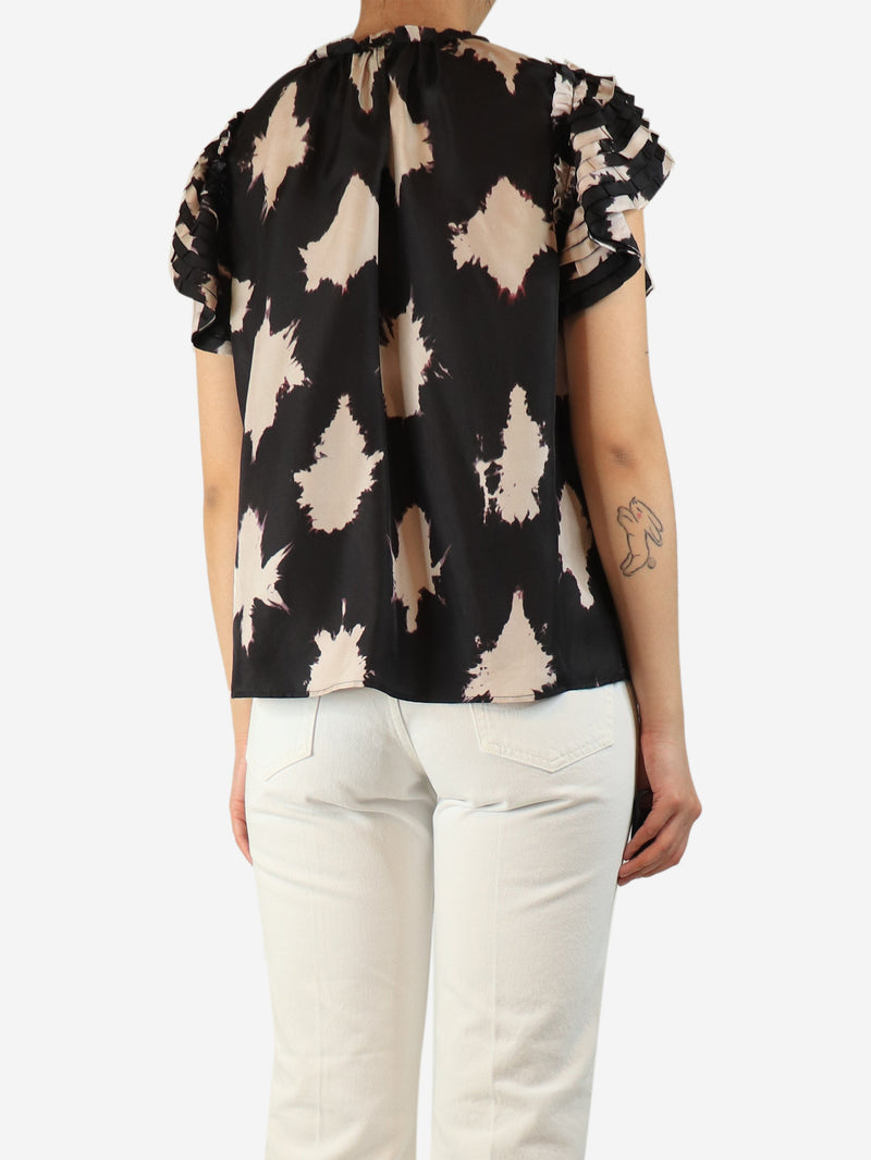 Black silk printed top - size UK 10 Tops Ulla Johnson 