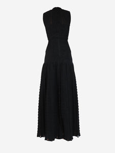 Alaia Black sleeveless v neck maxi dress - size UK 8
