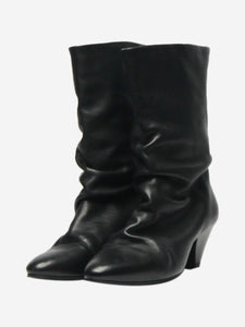 Isabel Marant Black gathered ankle boots with almond toe - size EU 39