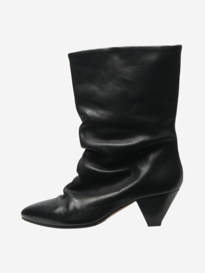 Black gathered ankle boots with almond toe - size EU 39