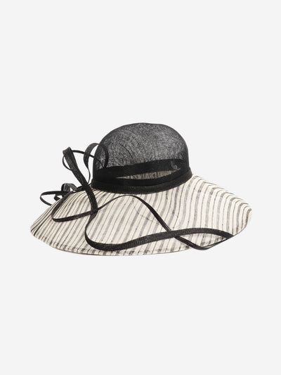 Neutral and black straw sunhat Hats Marzi Firenze 