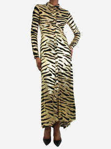 Paco Rabanne Gold animal print maxi dress - size UK 8