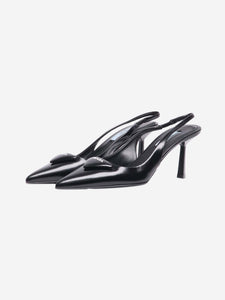 Prada Black logo-plaque slingback pumps - size EU 34