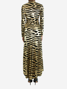 Paco Rabanne Gold animal print maxi dress - size UK 8