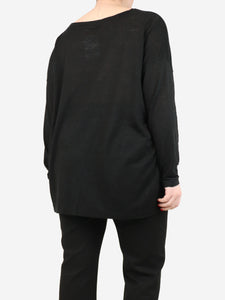 Eskandar Black scoop-neck long sleeve top - size One Size