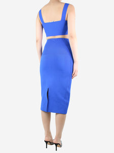 Victoria Beckham Blue body fitted pencil skirt and cropped top set - size UK 8