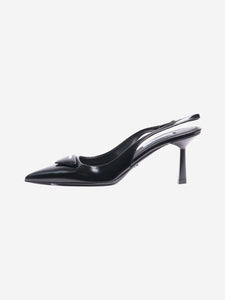 Prada Black logo-plaque slingback pumps - size EU 34