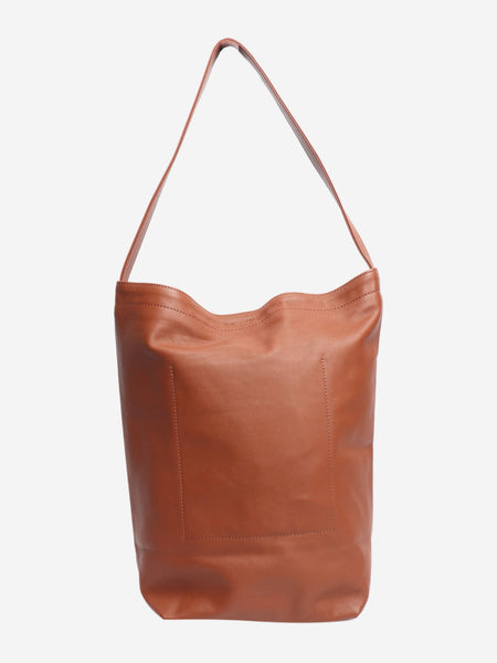 Brown leather bucket bag product image