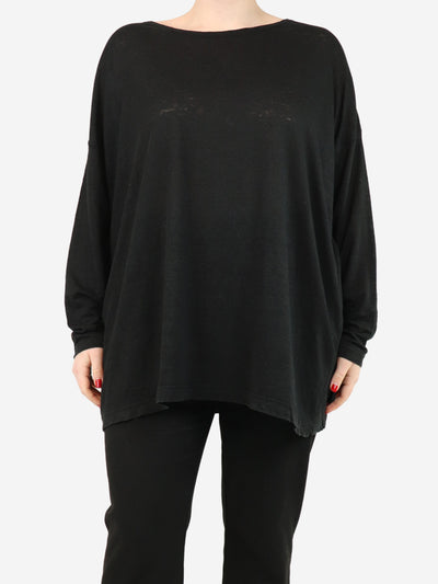 Black scoop-neck long sleeve top - size One Size Tops Eskandar 