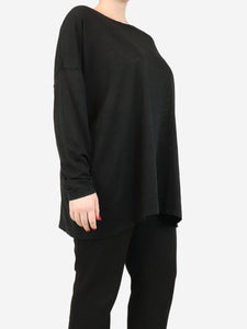 Eskandar Black scoop-neck long sleeve top - size One Size