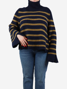 Khaite Dark blue and beige cashmere striped jumper - size M