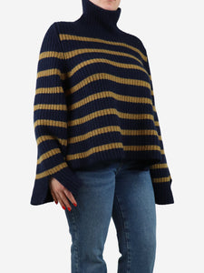 Khaite Dark blue and beige cashmere striped jumper - size M