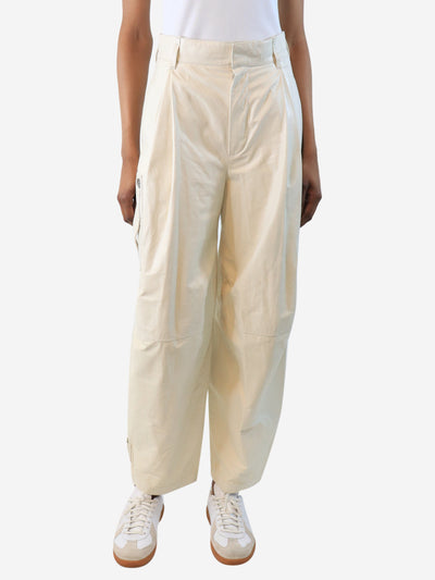 Cream leather barrel-leg cargo pants - size UK 4 Trousers Bottega Veneta 