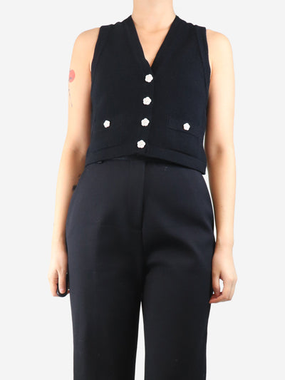 Black sleeveless cashmere cardigan - size UK 8 Knitwear Chanel 