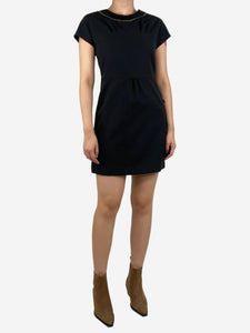 Bimba y Lola Black crewneck contrast stiching mini dress - size S