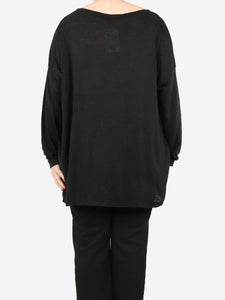 Eskandar Black scoop-neck long sleeve top - size One Size
